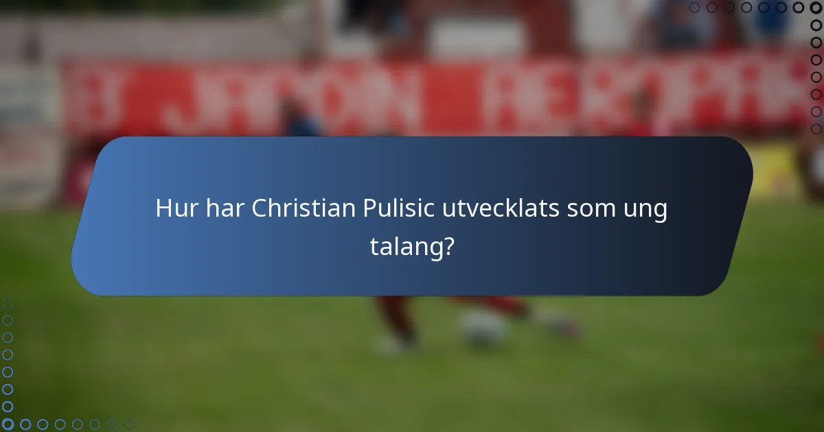 Hur har Christian Pulisic utvecklats som ung talang?