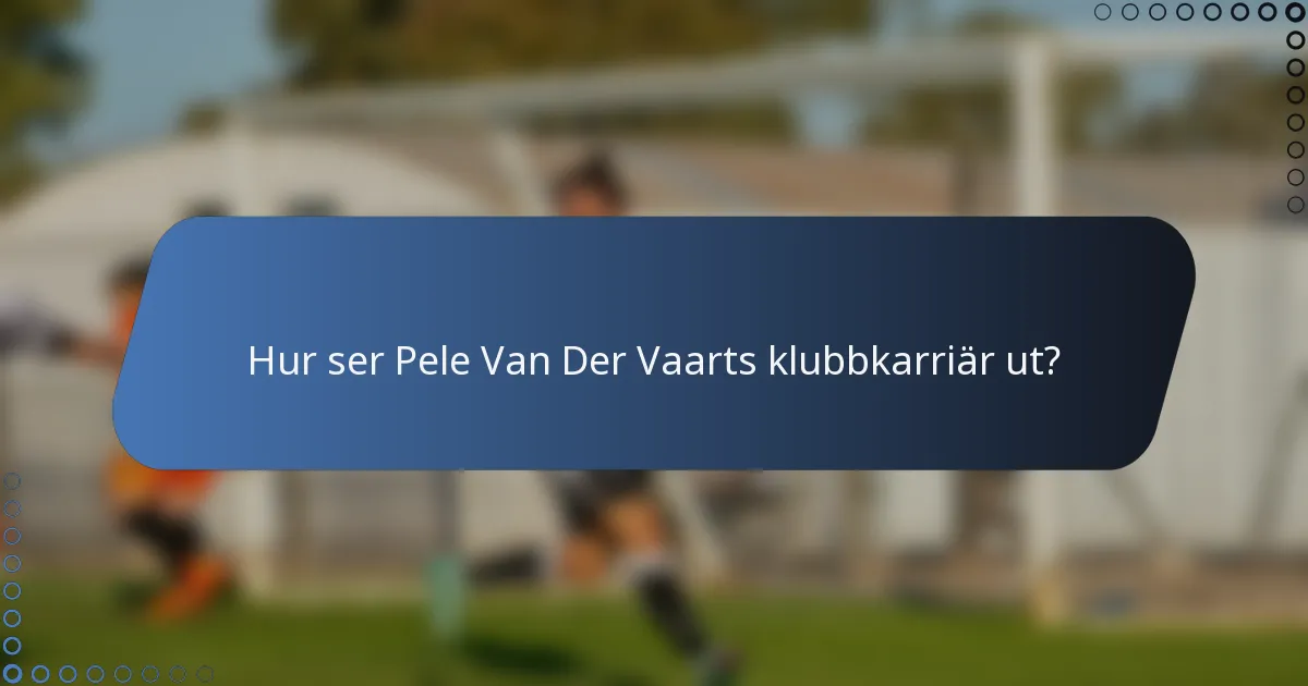 Hur ser Pele Van Der Vaarts klubbkarriär ut?