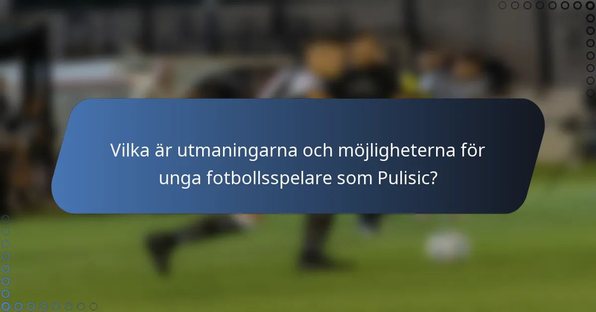 Vilka är utmaningarna och möjligheterna för unga fotbollsspelare som Pulisic?